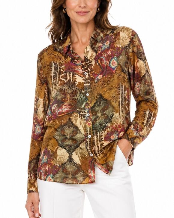 Chico's Tops - Vintage Chico’s 100% Silk Paisley Blouse Multicolor Semi Sheer Size 1 (Medium)